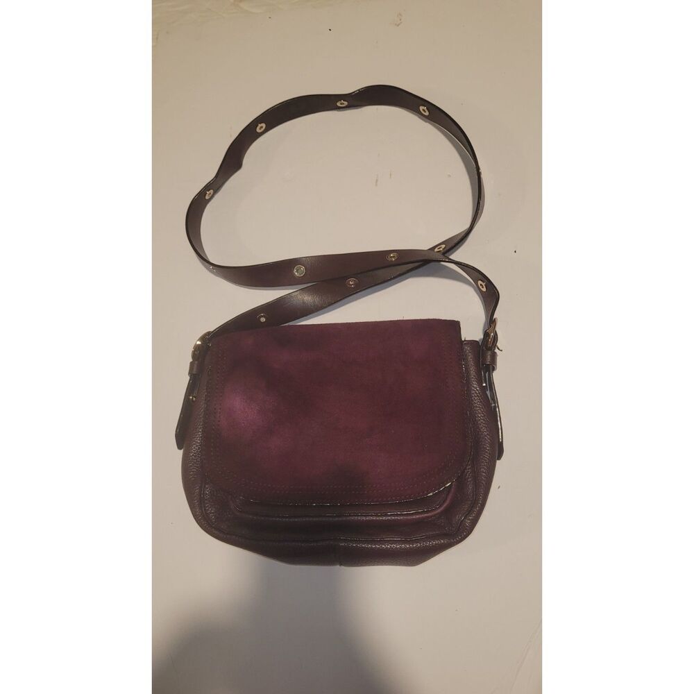 Kate Spade New York Burgundy Plum Leather Crossbody Bag Suede Flap Gold Hardware